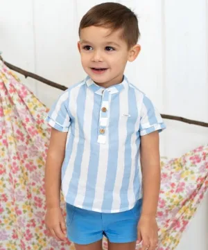 Foque Boys Blue Striped Shorts Set