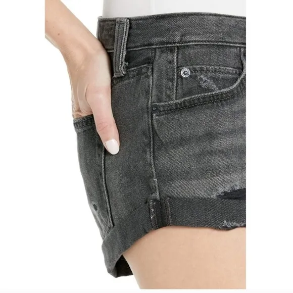 Free People Romeo Rolled Cut Off Shorts in Black Mambo