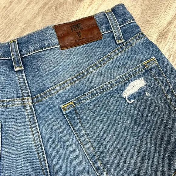 Frye Brand Classic Denim Medium Wash Distressed Cutoff Daisy Dukes Shorts / 26