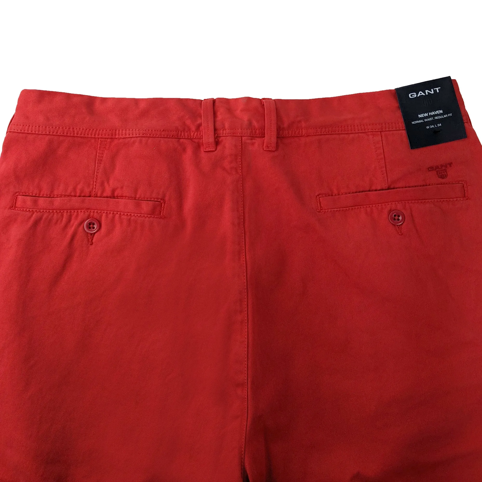 GANT Men's Bright Red New Haven Classic Preppy Chinos Size 34/34 NWT