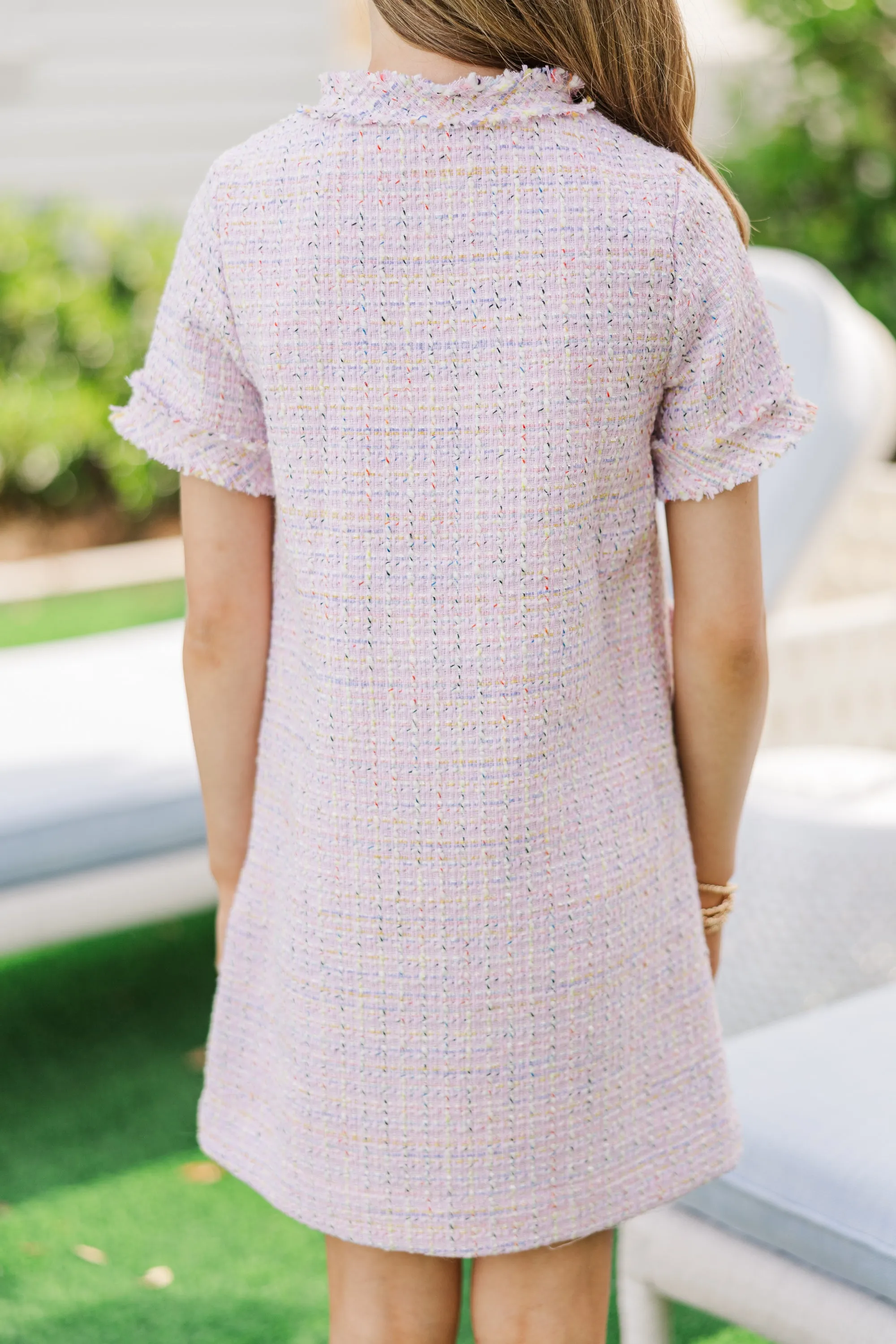 Girls: The Dorothy Pink Tweed Fringe Dress
