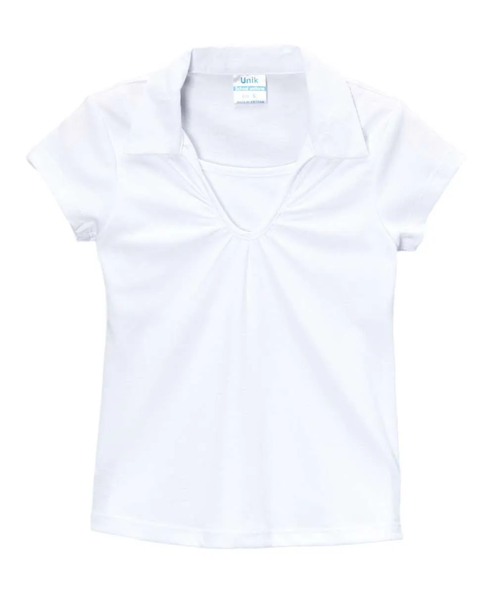 Girl's Uniform V-Neck Collar Shirt 5-18