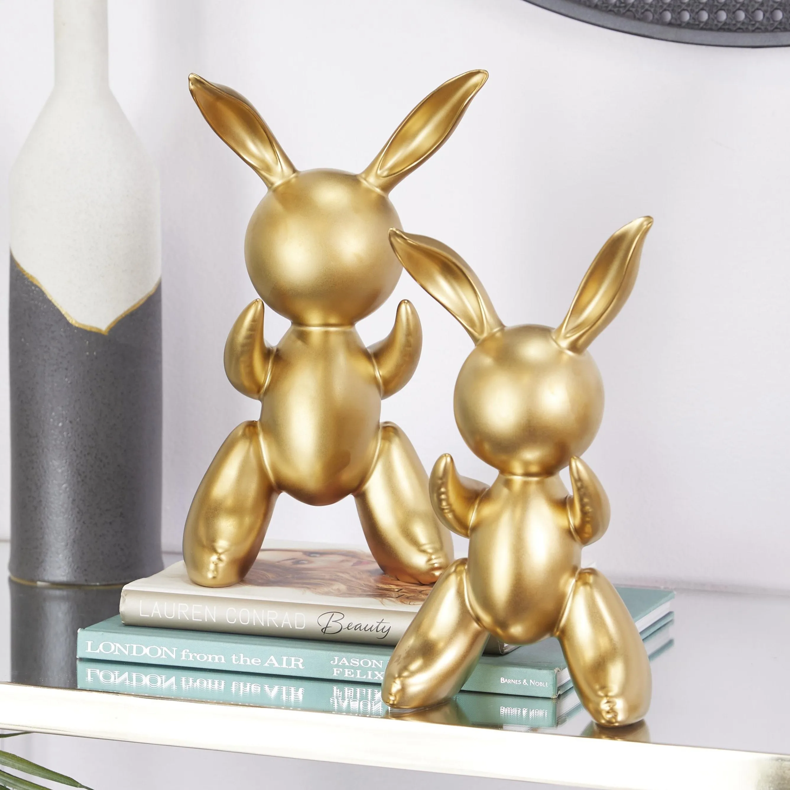 GOLD CERAMIC BALLOON RABBITS