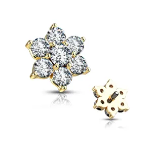 Golden Spring Sparkle Flower Dermal Anchor Top