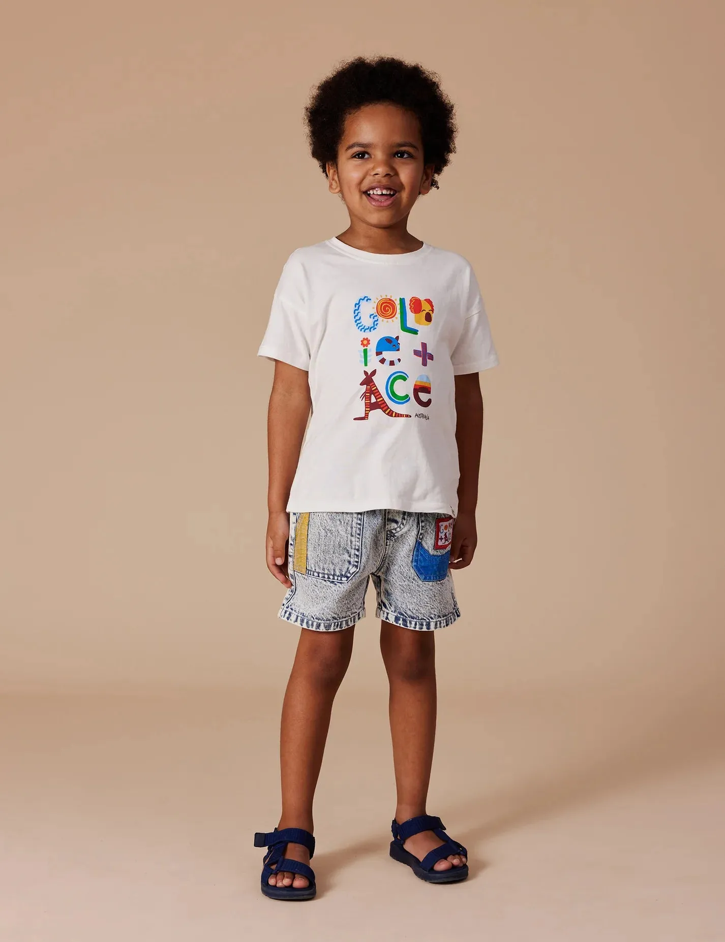 GOLDIE & ACE NOAH COLOUR POP CARGO DENIM SHORTS