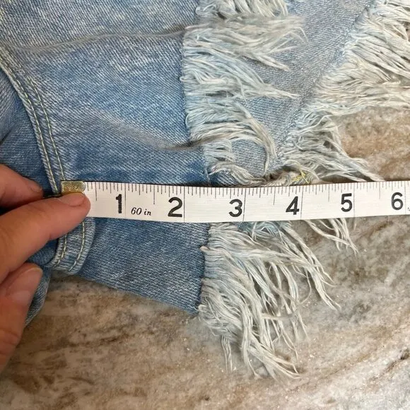 Good American Shorts Womens Size 4/27 NWOT button fly high rise frayed hem jean