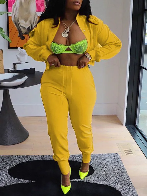 Gorgeousladie Zip Bomber Jacket & Jogger Pants Set