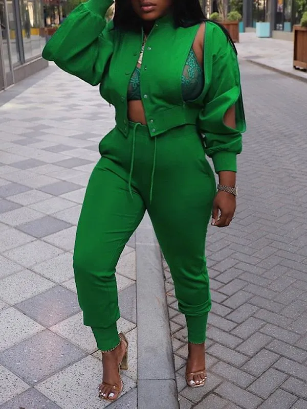 Gorgeousladie Zip Bomber Jacket & Jogger Pants Set
