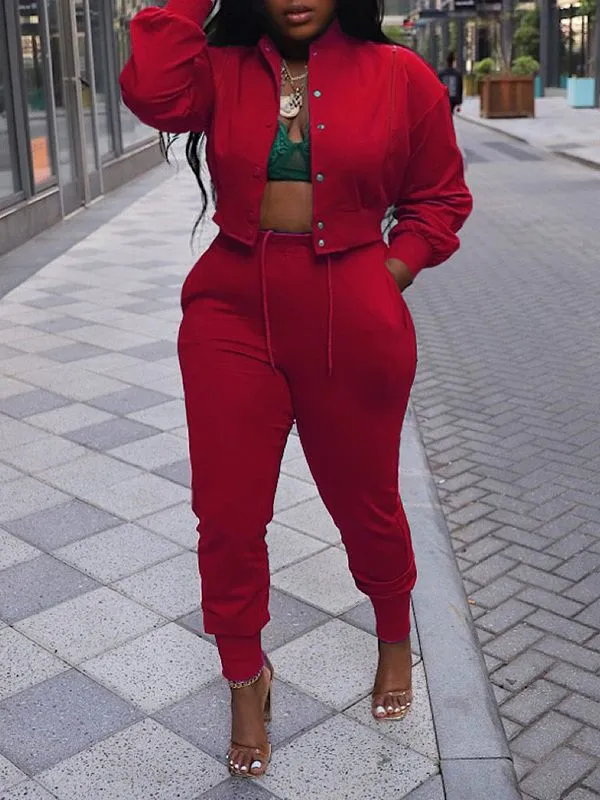 Gorgeousladie Zip Bomber Jacket & Jogger Pants Set