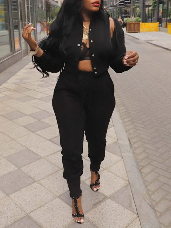 Gorgeousladie Zip Bomber Jacket & Jogger Pants Set