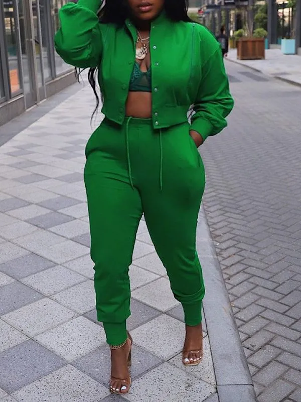 Gorgeousladie Zip Bomber Jacket & Jogger Pants Set