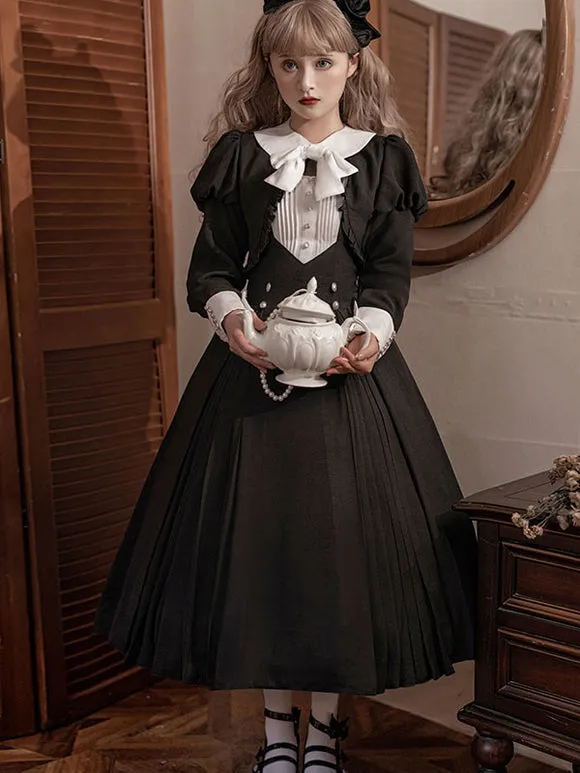 Gothic Lolita Dresses Ruffles Pleated Black