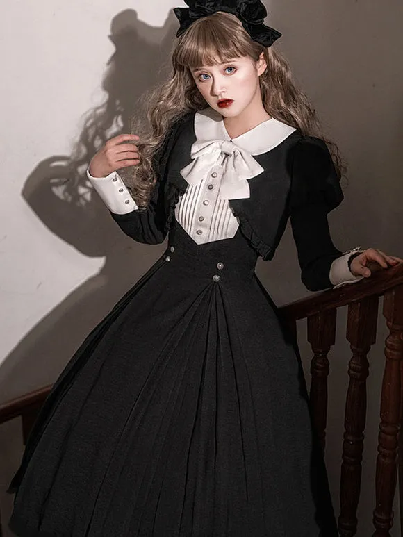 Gothic Lolita Dresses Ruffles Pleated Black