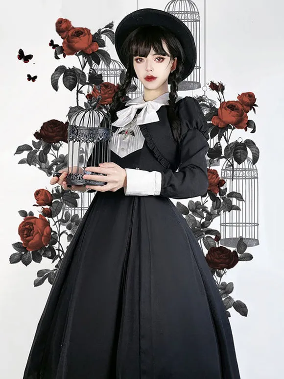 Gothic Lolita Dresses Ruffles Pleated Black