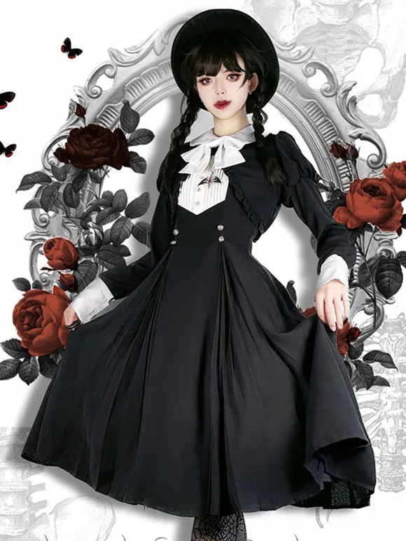 Gothic Lolita Dresses Ruffles Pleated Black