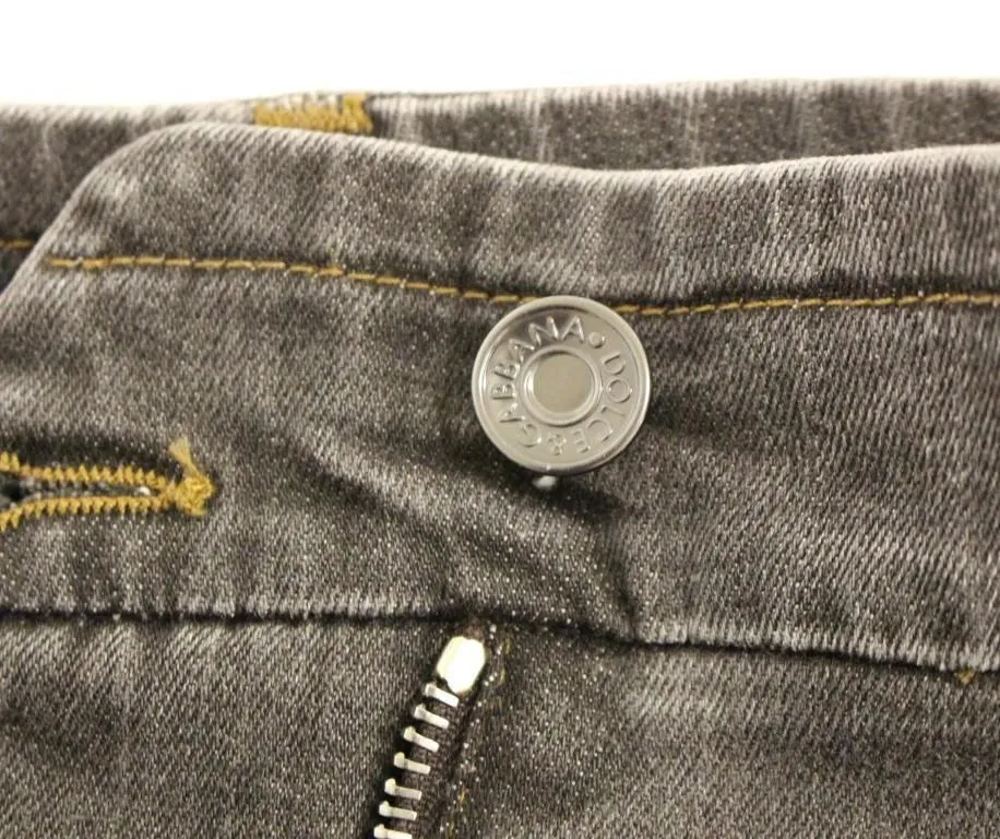 Gray Cotton Cropped Jeans Regular Fit Pants