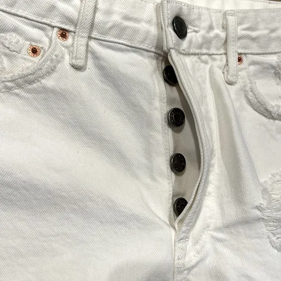 GRLFRND White Granada Denim shorts The Cindy Size 26 High Rise Distressed
