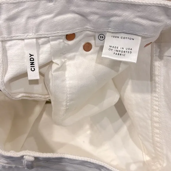 GRLFRND White Granada Denim shorts The Cindy Size 26 High Rise Distressed