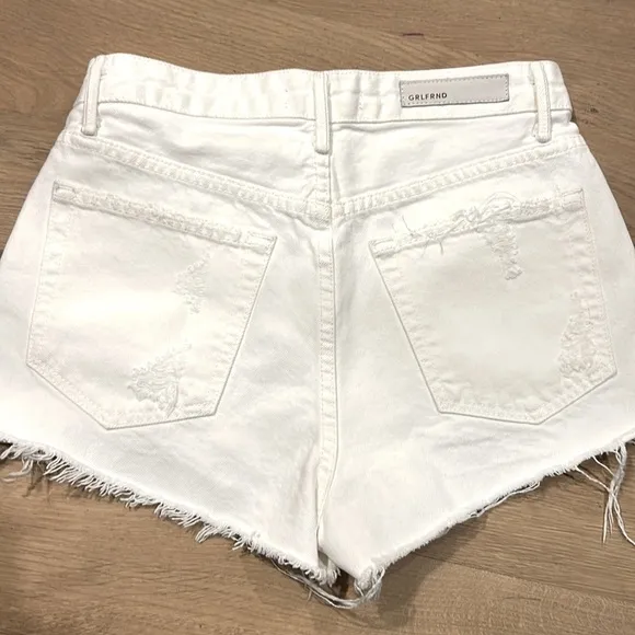 GRLFRND White Granada Denim shorts The Cindy Size 26 High Rise Distressed