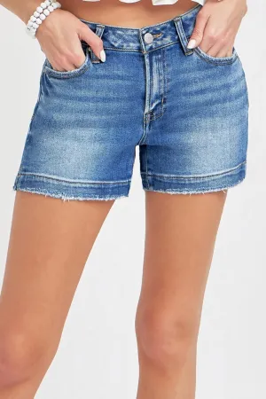 Hazel Blues® |  RISEN Low Rise Slit Denim Shorts