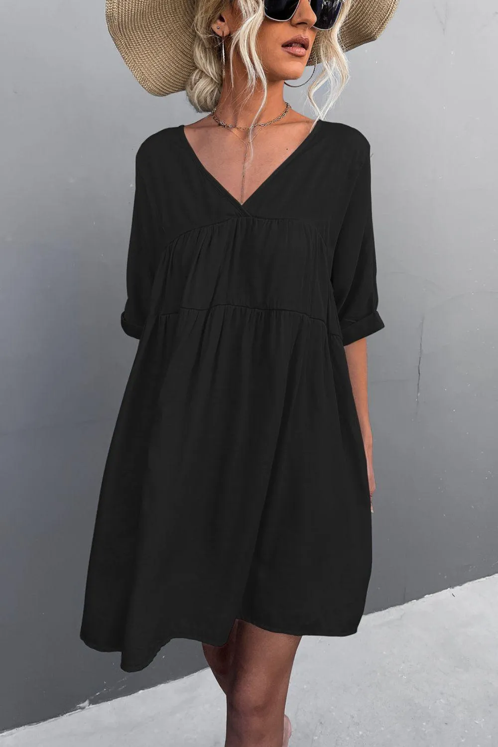Hazel Blues® | Tie Back Pocket Mini Dress