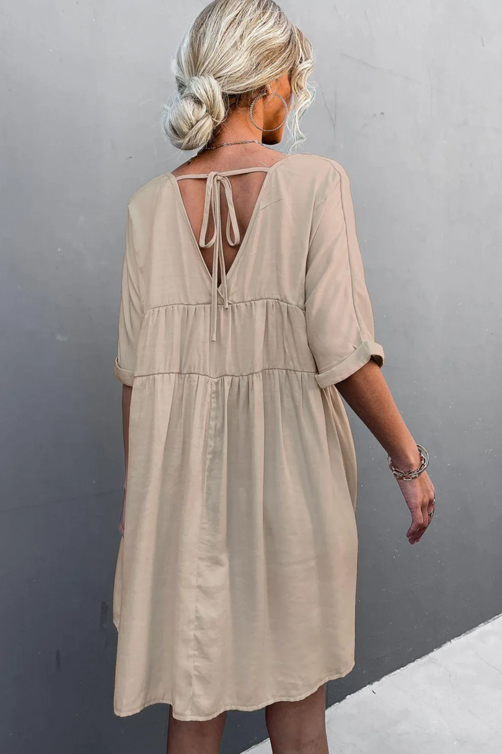 Hazel Blues® | Tie Back Pocket Mini Dress