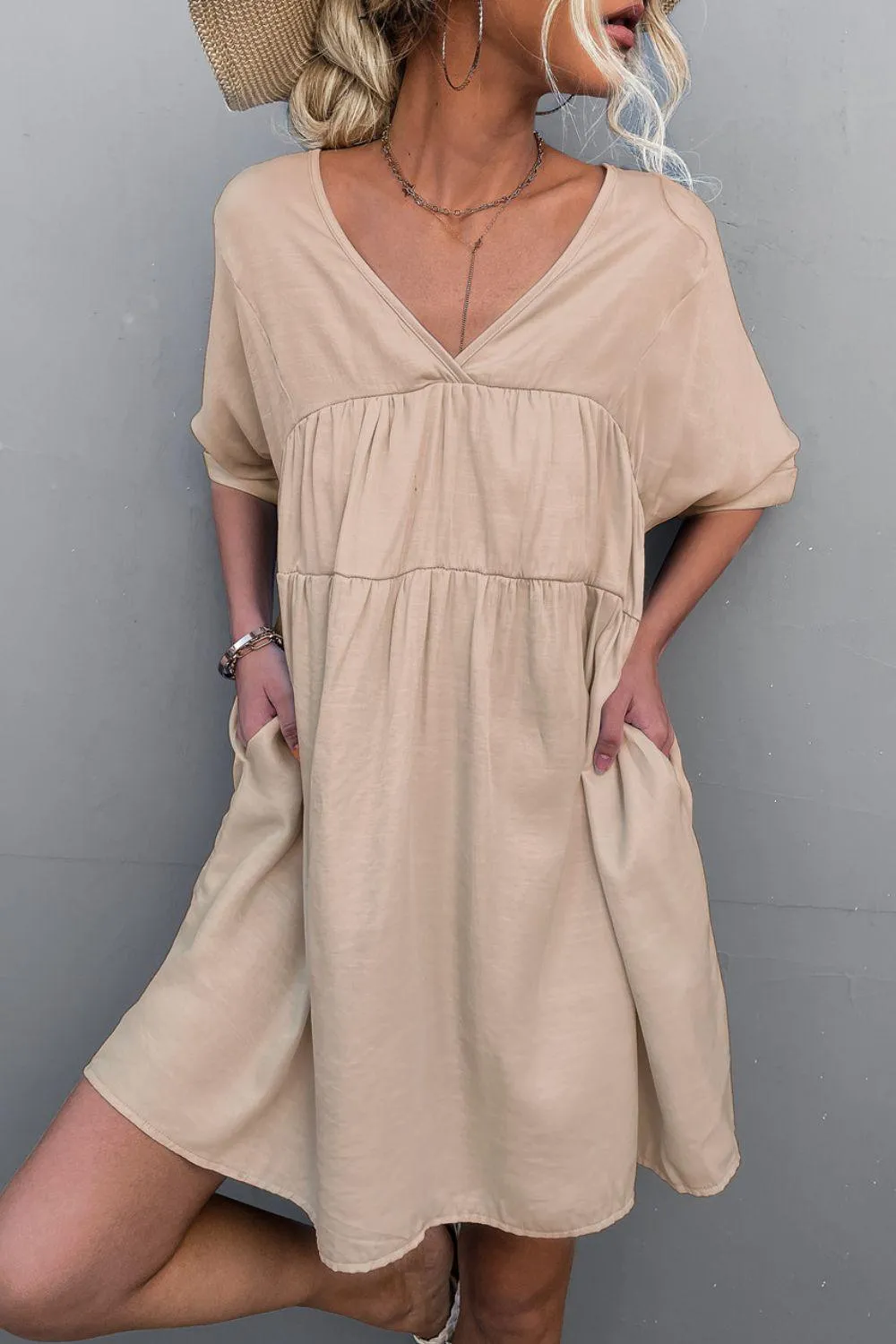 Hazel Blues® | Tie Back Pocket Mini Dress