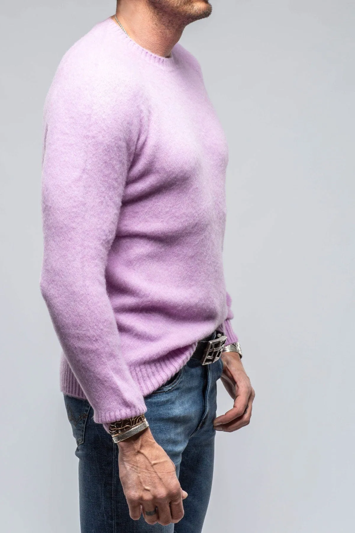 Henry Crew Neck Cashmere Sweater In Lavender