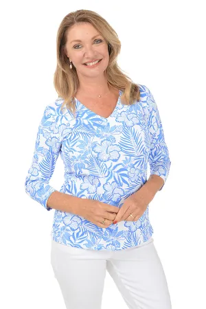 Hibiscus Garden Classic UPF50  V-Neck Top