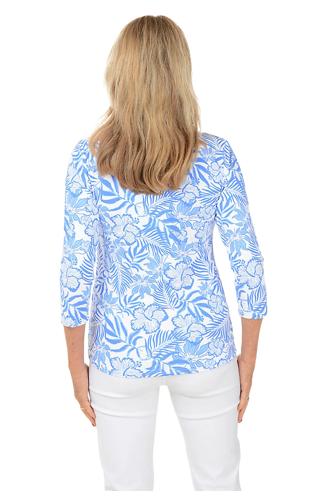 Hibiscus Garden Classic UPF50  V-Neck Top