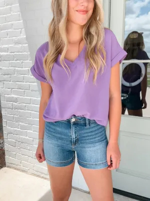 High Rise Side Slit Dark Short