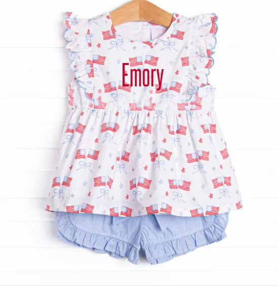 Home of the Brave Ruffle Short Set, Blue