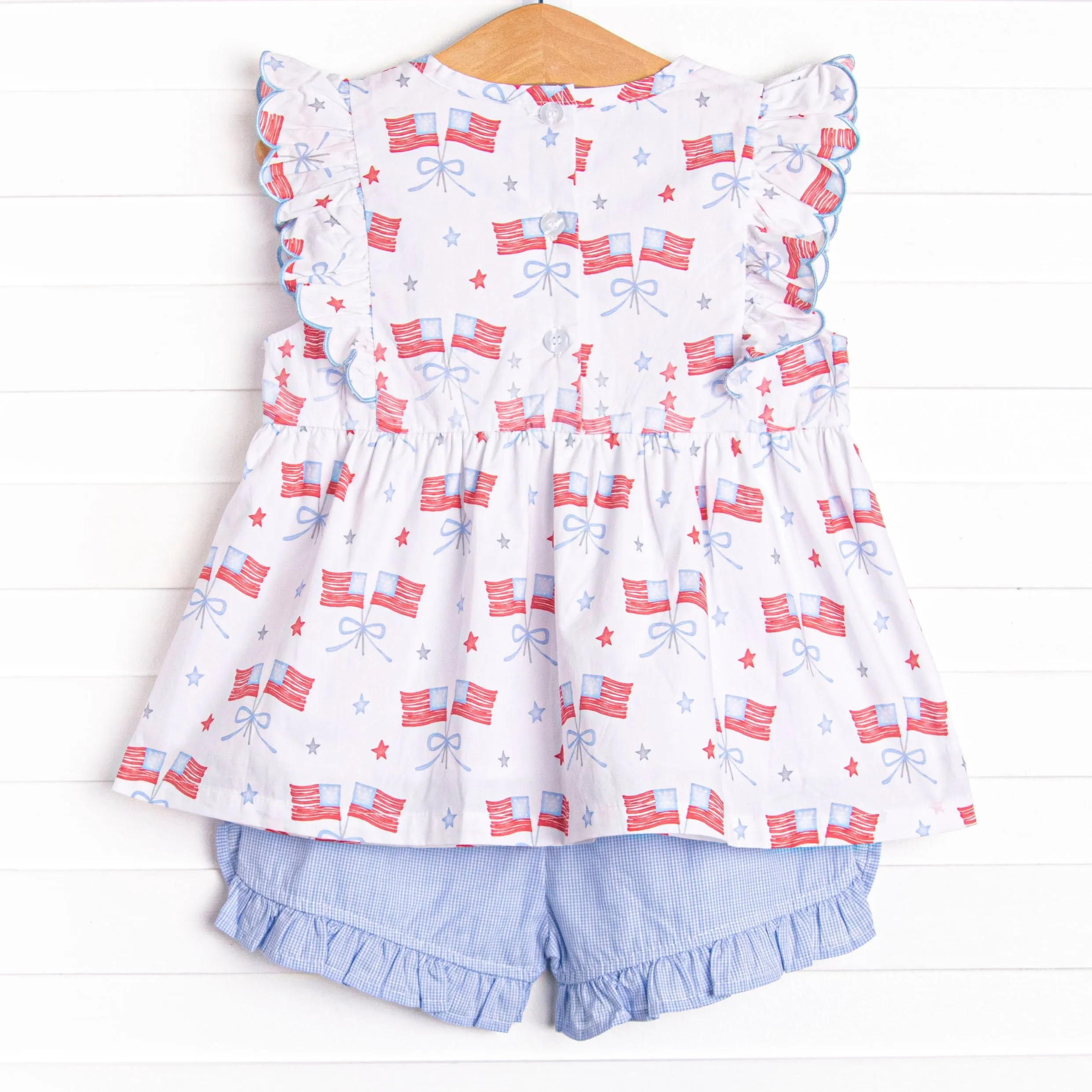 Home of the Brave Ruffle Short Set, Blue