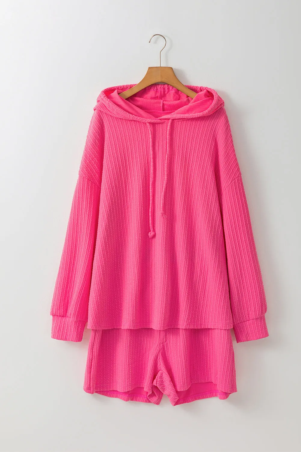Hoodie and Shorts Plus Size Two Piece Set