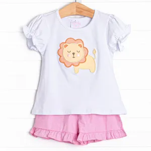 In the Wild Applique Ruffle Short Set, Pink