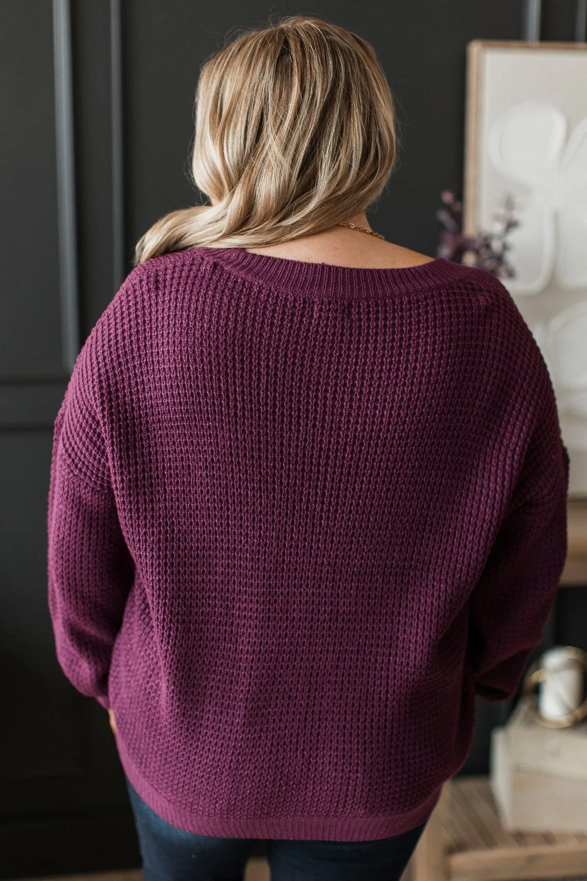 Inspiring Love V-Neck Sweater- Eggplant