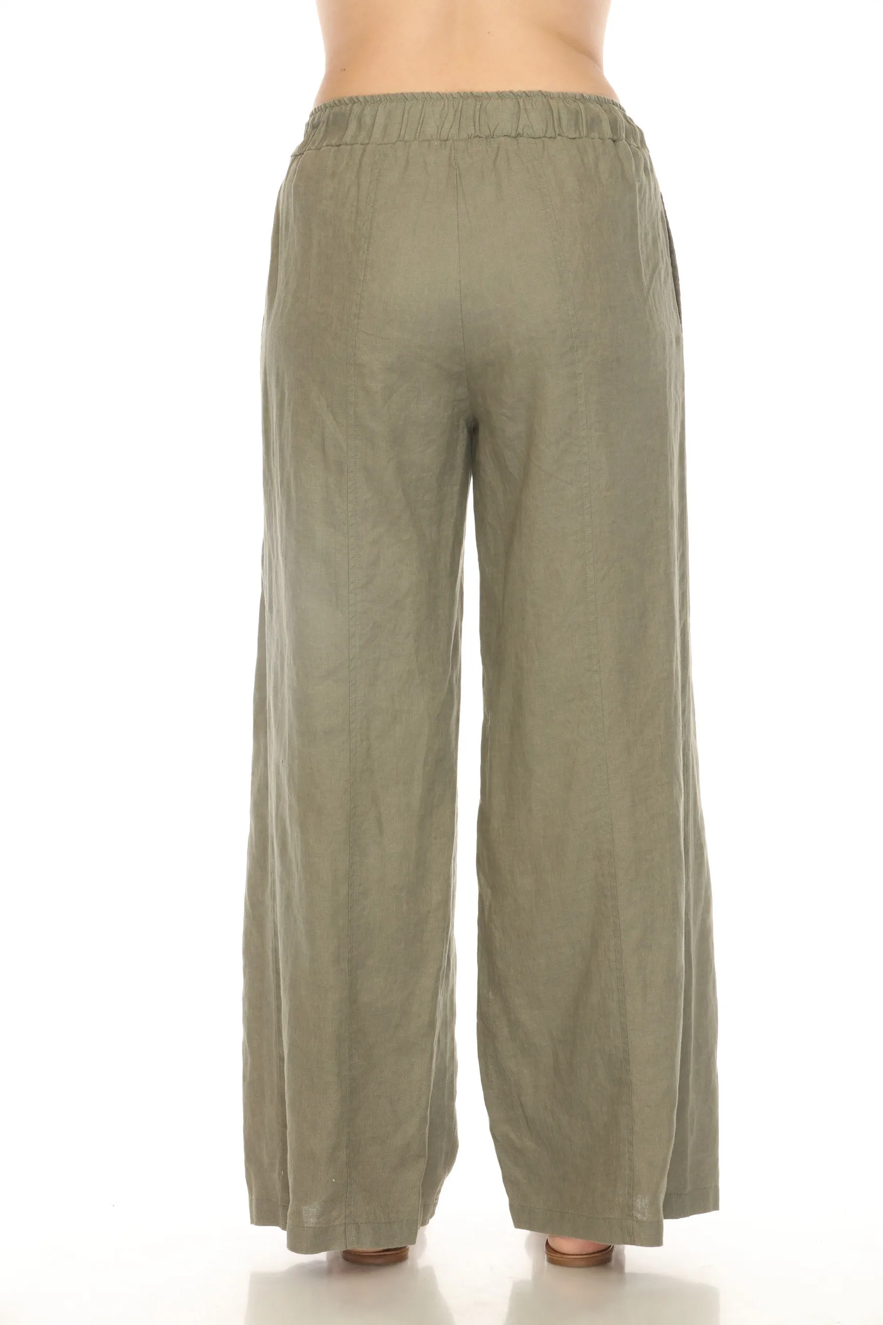 Johnny Was JWLA Faye Seamed Linen Embroidered Wide Leg Pants J69124 *
