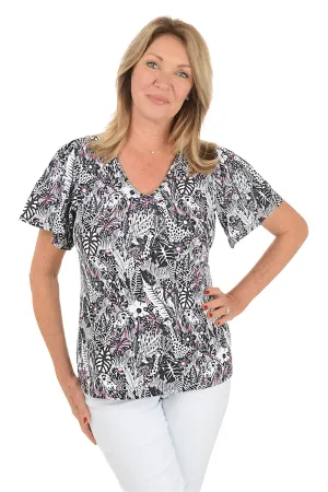 Jungle Safari UPF50  Flutter Sleeve Top