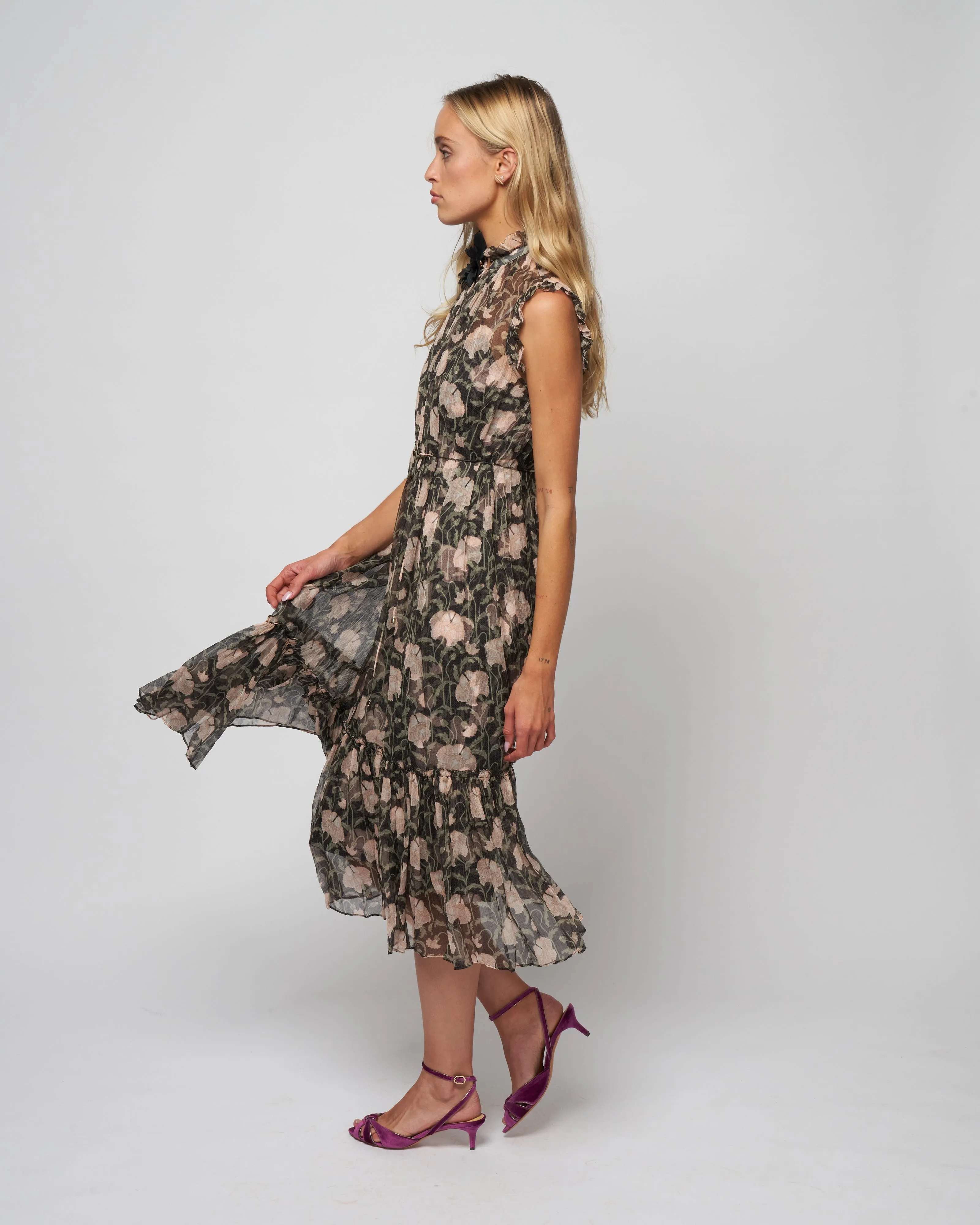 kaleidoscope flutter dress - charcoal poppy