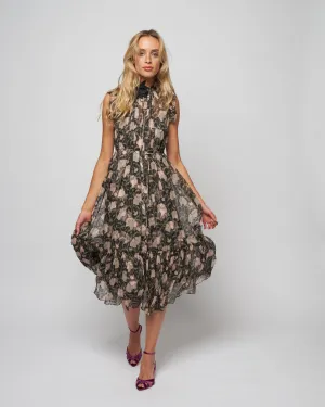 kaleidoscope flutter dress - charcoal poppy