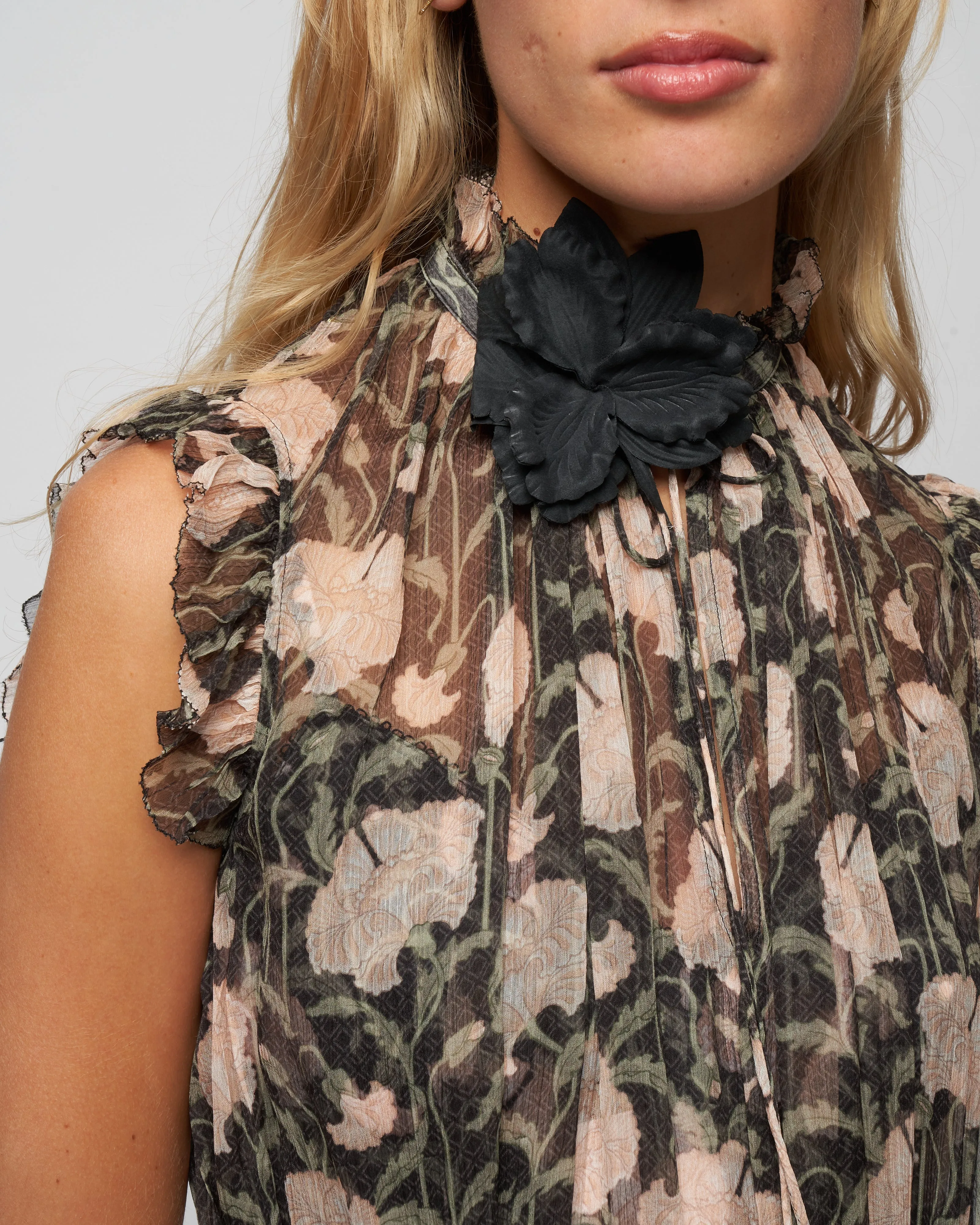 kaleidoscope flutter dress - charcoal poppy
