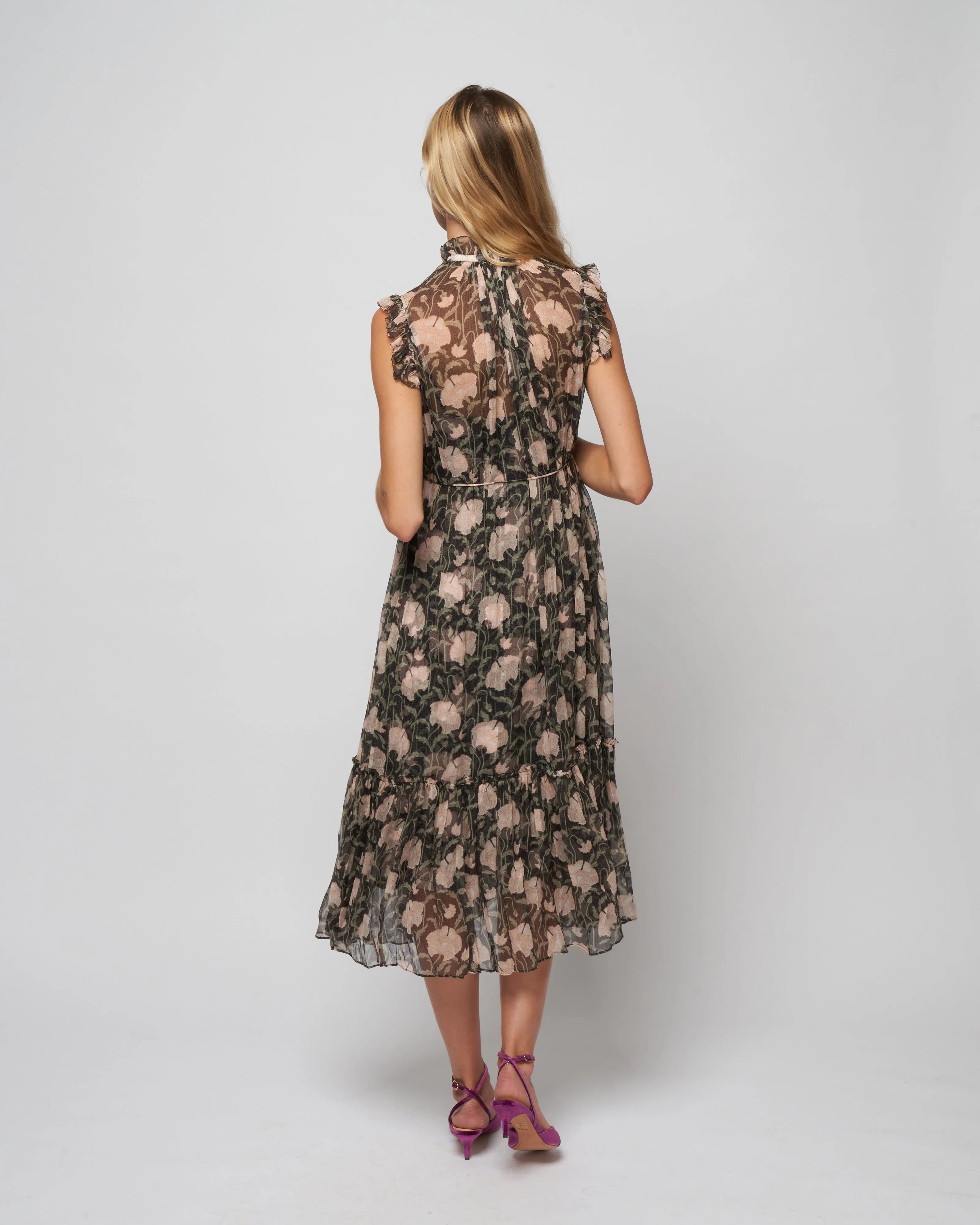 kaleidoscope flutter dress - charcoal poppy