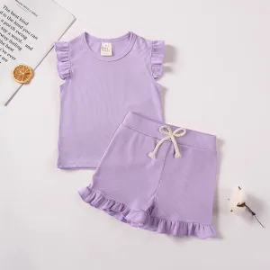 Kids Tales Lotus Leaf Short Sets - Lilac