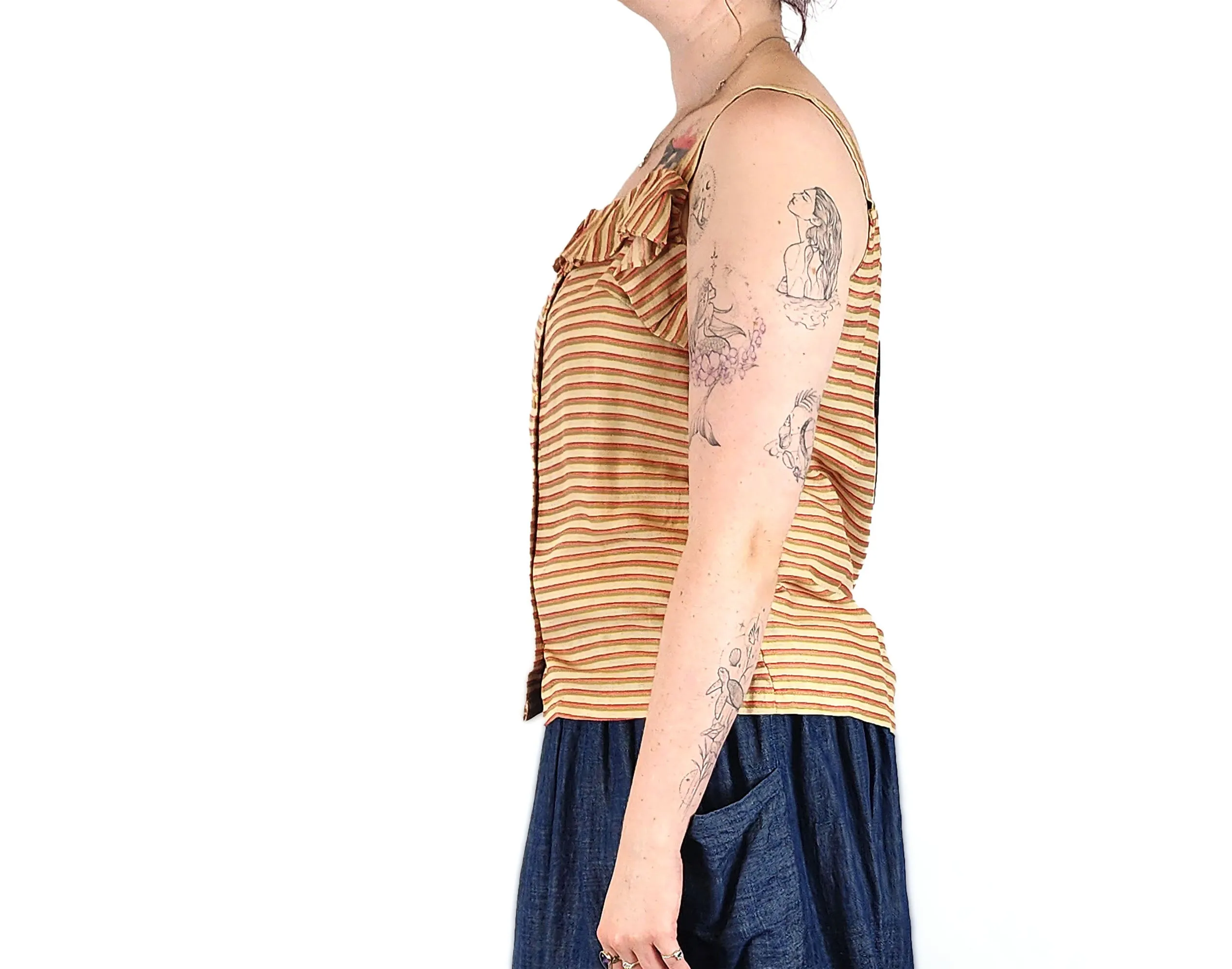 Kindling striped linen top size 12