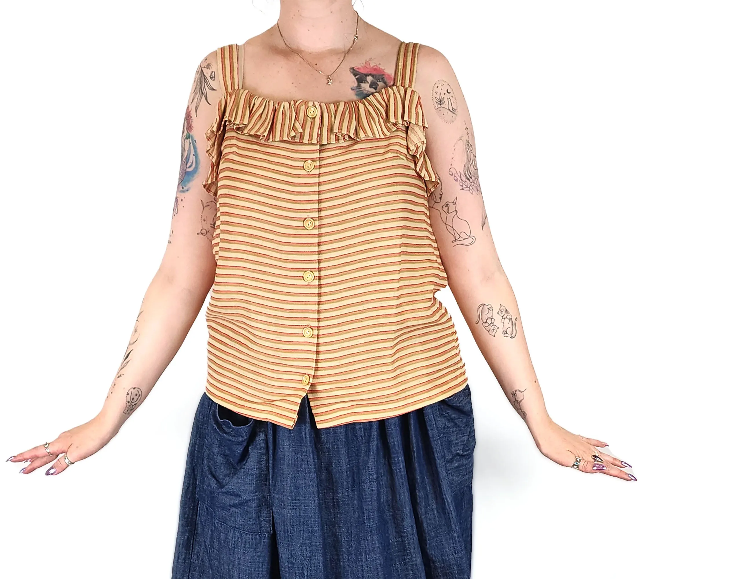 Kindling striped linen top size 12