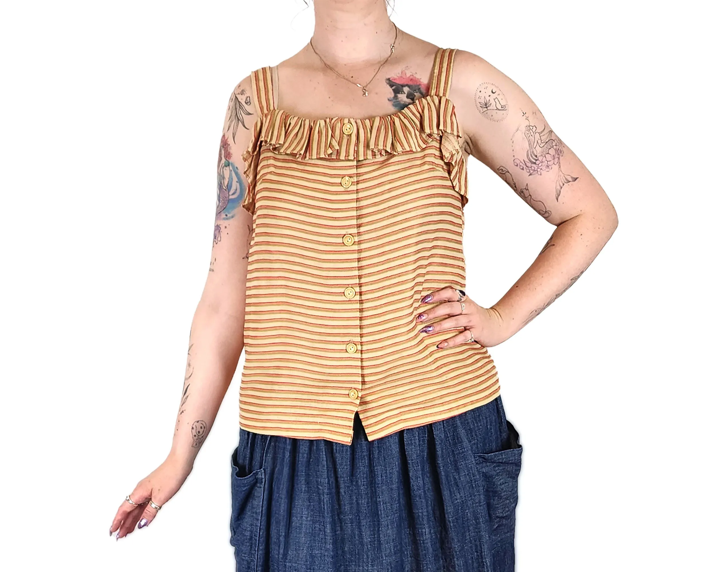 Kindling striped linen top size 12