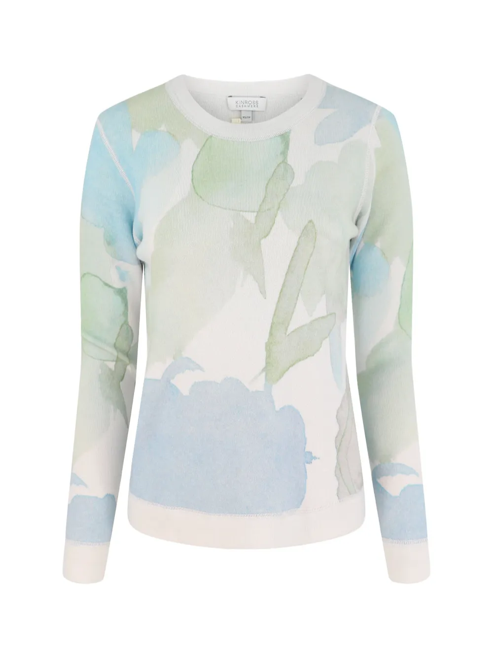 Kinross Reversible Print Crew in Ecru Multi