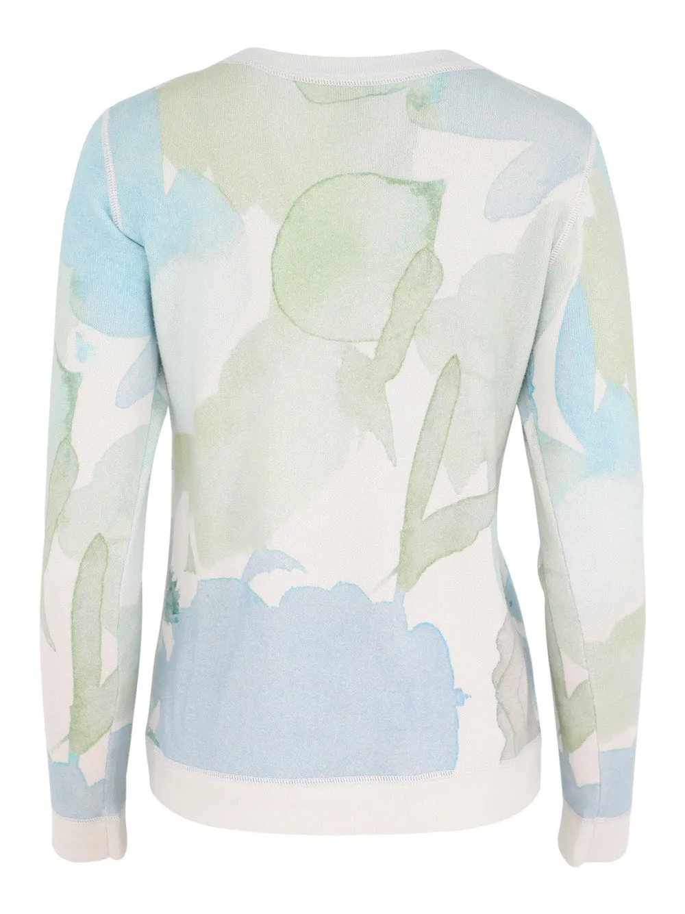 Kinross Reversible Print Crew in Ecru Multi