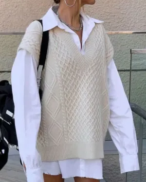 Knit V-neck Vest Sweaters Camis Tank Tops