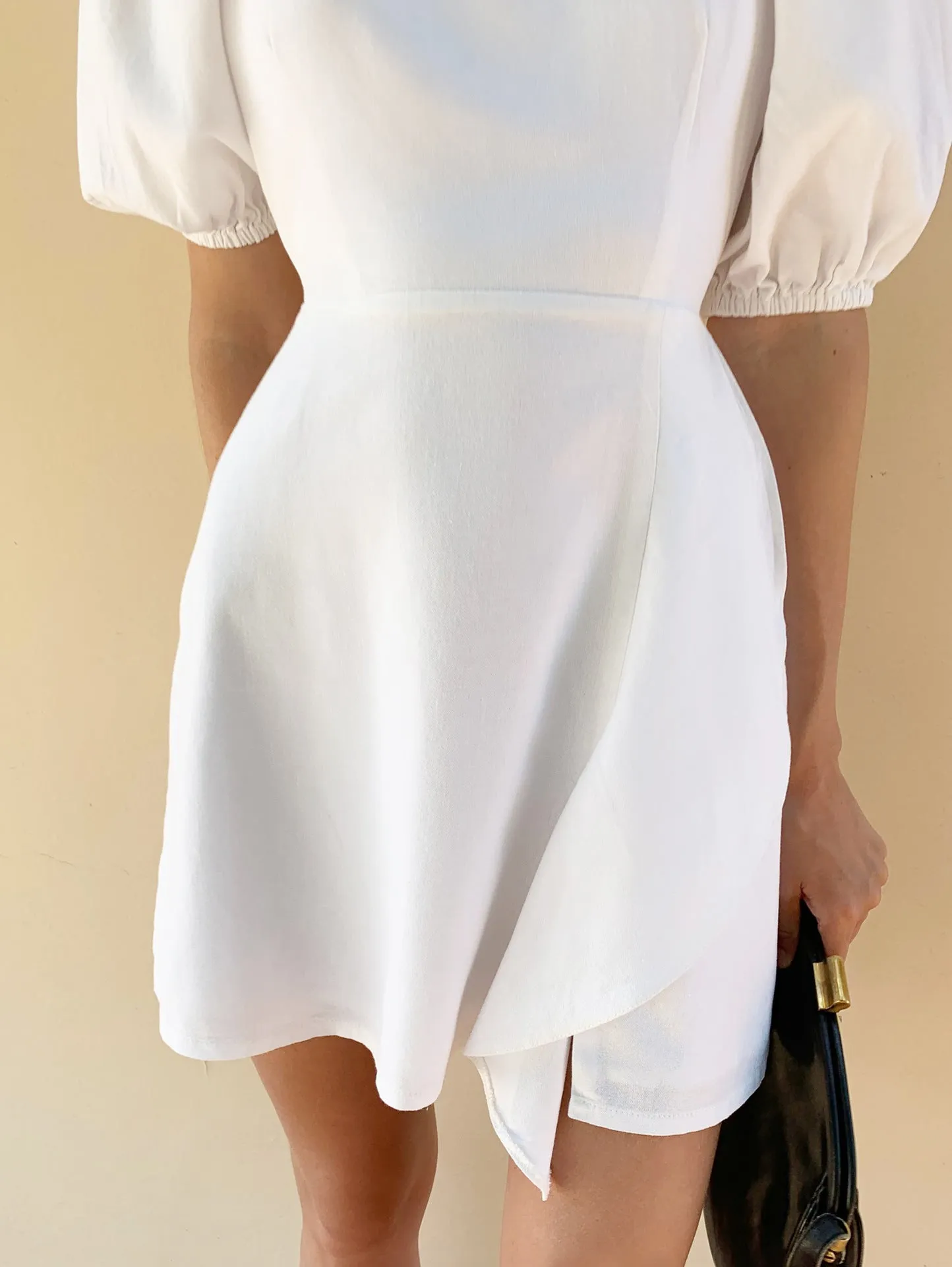 Lantern Bubbles Sleeve Ruffles Hem Backless Party Mini Dresses
